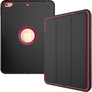 huismerk Voor iPad 9 7 (2018) & iPad 9 7 (2017) 3-voudig magnetische beschermhoes met Smart Cover Auto-slaap & Awake Function(Magenta)