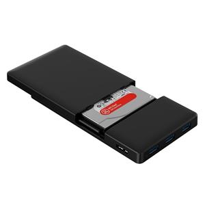 ORICO 2588H3 externe behuizing voor 7mm & 9.5mm SATA 2.5 inch SSD / HDD harde schijf, met ingebouwde USB 3.0 HUB (zwart)