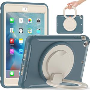 huismerk Shockproof TPU + PC Protective Case with 360 Degree Rotation Foldable Handle Grip Holder & Pen Slot For iPad mini 3 / 2 / 1(Cornflower Blue)