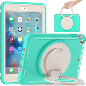 huismerk Shockproof TPU + PC Protective Case with 360 Degree Rotation Foldable Handle Grip Holder & Pen Slot For iPad mini 3 / 2 / 1(Mint Green)