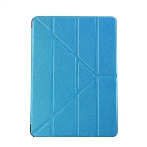 huismerk iPad 9.7 inch (2017) & iPad Air horizontaal Zijde structuur PU leren Flipstand Hoesje met drievouws houder (blauw)