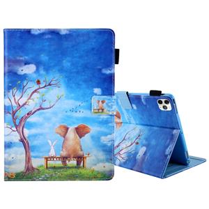 huismerk Voor iPad Pro 11 (2020) & (2018) Painted Pattern Tablet PC Protective Leather Case with Bracket & Card Slot & Photo Holder(Elephant Rabbit)