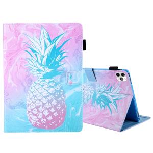 huismerk Voor iPad Pro 11 (2020) & (2018) Painted Pattern Tablet PC Protective Leather Case met Bracket & Card Slot & Photo Holder (Blue Pink Pineapple)