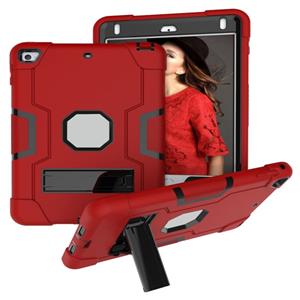 huismerk Voor iPad mini 3/2/1 siliconen + pc-beschermhoes met standaard (rood + grijs)