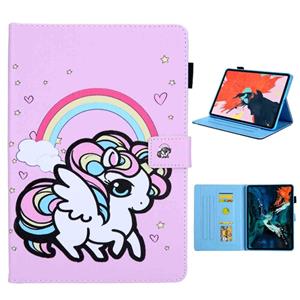 huismerk Voor iPad Pro 11 (2020) & (2018) Painted Pattern Tablet PC Protective Leather Case with Bracket & Card Slot & Photo Holder(Rainbow Unicorn)