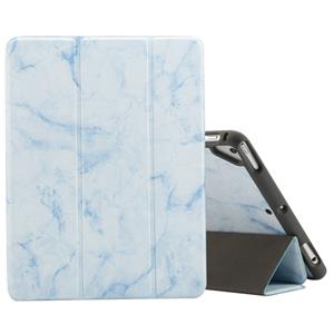 huismerk Marmeren textuur patroon horizontale flip case voor iPad 9 7 (2018) met drie-vouwen houder & pen sleuven (blauw)