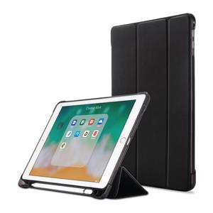 huismerk Litchi textuur Flip lederen Case voor de iPad Pro 9.7(2017) / Pro 9.7(2018) / Air2 / Air met drie-vouwen houder & Pen Slots(Black)