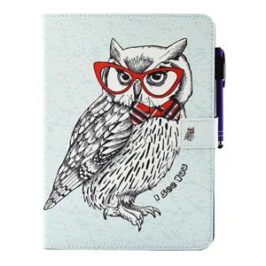 huismerk Voor iPad Pro 9.7 inch Glasses Uil patroon horizontaal Flip lederen hoesje met houder & portemonnee & opbergruimte voor pinpassen & slaap / wekker fun