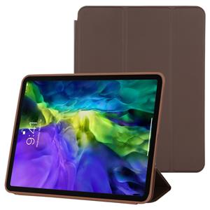 huismerk Voor iPad Pro 11 inch (2020) 3-voudige horizontale flip smart leather case met sleep / Wake-up Function & Holder (Brown)