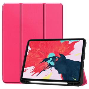 huismerk Custer Patroon TPU Smart Tablet Holster met slaapfunctie & tri-fold beugel & pensleuf(Rose Red)