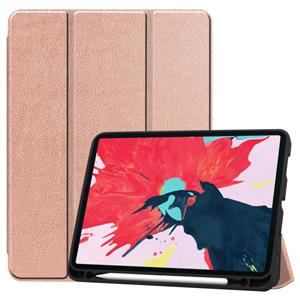 huismerk Custer Patroon TPU Smart Tablet Holster met slaapfunctie & tri-fold beugel & pensleuf(Roségoud)