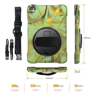 huismerk Schokbestendige kleurrijke siliconen + pc-beschermhoes met houder schouderriem en handriem voor iPad Mini 4 / Mini (2019) (camouflage)