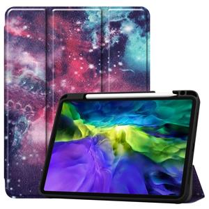 huismerk Beschilderde TPU Smart Tablet Holster Met Slaapfunctie & Tri-Fold Bracket & Pen Slot(Galaxy Nebula)