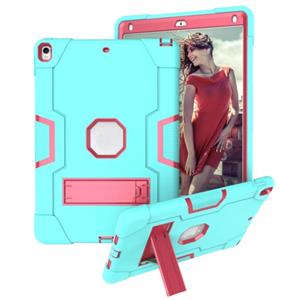 huismerk Contrast kleur robot schokbestendige siliconen + pc beschermhoes met houder voor iPad Pro 10 5 inch (2017) / Air 10 5 (2019) (mintgroen + rose rood)