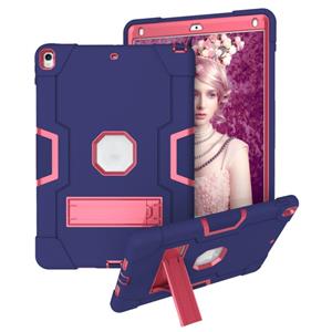 huismerk Contrast kleur robot schokbestendige siliconen + pc beschermhoes met houder voor iPad Pro 10 5 inch (2017) / Air 10 5 (2019) (marineblauw + rose rood)