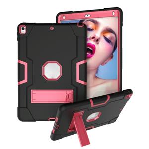 huismerk Contrast kleur robot schokbestendige siliconen + pc beschermhoes met houder voor iPad Pro 10 5 inch (2017) / Air 10 5 (2019) (zwart + rose rood)