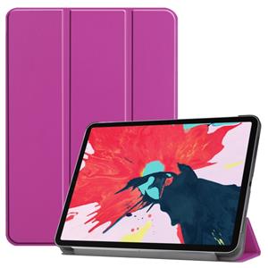 huismerk Voor iPad Pro 11 inch 2020 Custer Texture Smart PU Lederen Case met Sleep / Wake-up Function & 3-Fold Holder(Purple)