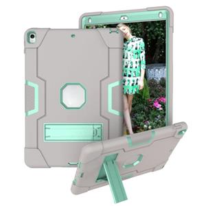 huismerk Contrast kleur robot schokbestendige siliconen + pc beschermhoes met houder voor iPad Pro 10 5 inch (2017) / Air 10 5 (2019) (grijs + mintgroen)