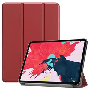 huismerk Voor iPad Pro 11 inch 2020 Custer Texture Smart PU Lederen Case met Sleep / Wake-up Function & 3-Fold Holder(Wine Red)