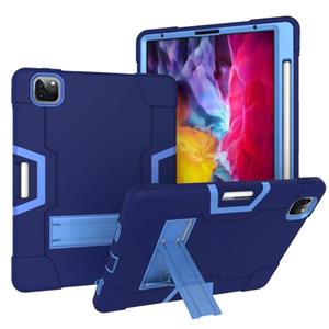 huismerk Contrast kleur robot schokbestendige siliconen + pc beschermhoes met houder en pensleuf voor iPad Pro 12.9 (2018) / (2020)(marineblauw + blauw)