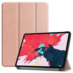 huismerk Voor iPad Pro 11 inch 2020 Custer Texture Smart PU Lederen Case met Sleep / Wake-up Function & 3-Fold Holder(Rose Gold)