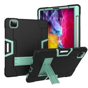 huismerk Contrast kleur robot schokbestendige siliconen + pc beschermhoes met houder en pensleuf voor iPad Pro 12.9 (2018) / (2020)(zwart + mintgroen)