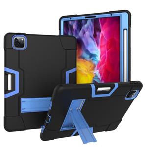 huismerk Contrast kleur robot schokbestendige siliconen + pc beschermhoes met houder en pensleuf voor iPad Pro 12.9 (2018) / (2020)(zwart + blauw)