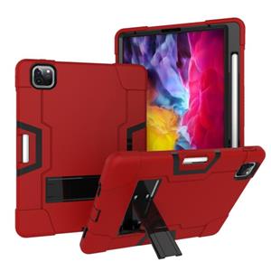 huismerk Contrast kleur robot schokbestendige siliconen + pc beschermhoes met houder en pensleuf voor iPad Pro 12.9 (2018) / (2020)(rood + zwart)