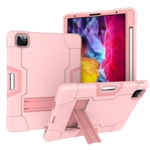 huismerk Contrast kleur robot schokbestendige siliconen + pc-beschermhoes met houder en pensleuf voor iPad Pro 12.9 (2018) / (2020)(roségoud)