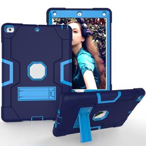 huismerk Contrast kleur robot schokbestendige siliconen + pc beschermhoes met houder voor iPad 9.7 (2017) / (2018)(marineblauw + blauw)