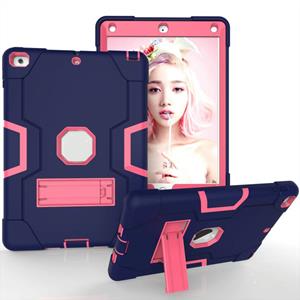 huismerk Contrast kleur robot schokbestendige siliconen + pc beschermhoes met houder voor iPad 9.7 (2017) / (2018) (marineblauw + rose rood)