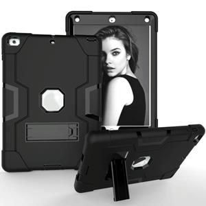 huismerk Contrast kleur robot schokbestendige siliconen + pc beschermhoes met houder voor iPad 9.7 (2017) / (2018)(zwart)