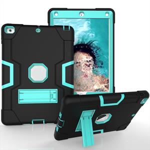 huismerk Contrast kleur robot schokbestendige siliconen + pc beschermhoes met houder voor iPad 9.7 (2017) / (2018)(zwart + mintgroen)