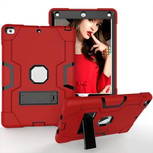 huismerk Contrast kleur robot schokbestendige siliconen + pc beschermhoes met houder voor iPad 9.7 (2017) / (2018)(rood + zwart)