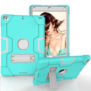 huismerk Contrast kleur robot schokbestendige siliconen + pc beschermhoes met houder voor iPad 9.7 (2017) / (2018)(grijs + mintgroen)