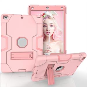 huismerk Contrast kleur robot schokbestendige siliconen + pc beschermhoes met houder voor iPad 9.7 (2017) / (2018)(Rose Gold)