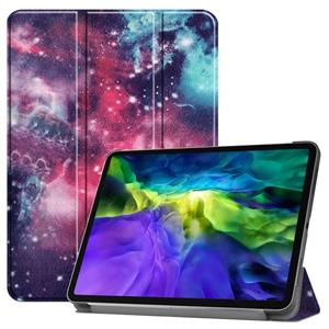 huismerk Voor iPad Pro 11 inch 2020 Custer Painted PU Lederen Hoes met slaap / Wake-up Functie & 3-voudige houder (Galaxy Nebula)