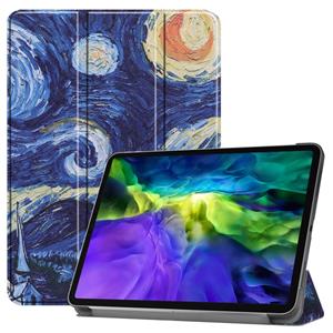 huismerk Voor iPad Pro 11 inch 2020 Custer Painted PU Lederen Case met slaap / Wake-up Functie & 3-voudige houder (Starry Sky)