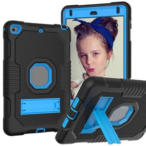 huismerk Contrast kleur robot schokbestendig siliconen + pc beschermende behuizing met houder voor iPad mini 5 & 4 (zwart blauw)