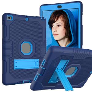 huismerk Contrast Color Robot Shockproof Siliconen + PC Beschermhoes met houder voor iPad 9.7 (2017/2018)(Navy Blue)