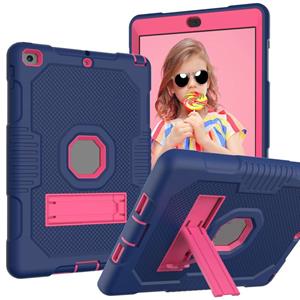 huismerk Contrast Color Robot Shockproof Siliconen + PC Beschermhoes met houder voor iPad 9.7 (2017/2018)(Navy Blue Rose)