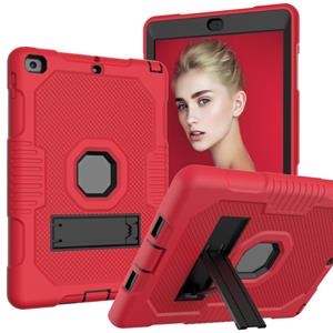 huismerk Contrastkleur Robot Schokbestendig Siliconen + PC Beschermhoes met Houder Voor iPad 9.7 (2017/2018)(Rood Zwart)