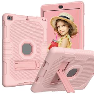 huismerk Contrast Color Robot Shockproof Siliconen + PC Beschermhoes met houder voor iPad 9.7 (2017/2018)(Rose Gold)