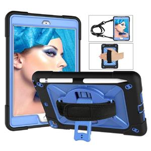 huismerk Contrast kleur siliconen + PC Combinatie case met houder voor iPad mini 3 (Zwart + Blauw)