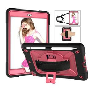 huismerk Contrast kleur siliconen + PC Combinatie case met houder voor iPad mini 3 (Zwart + Rose Red)