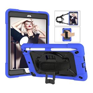 huismerk Contrast kleur siliconen + PC Combinatie case met houder voor iPad mini 3 (Donkerblauw + Zwart)