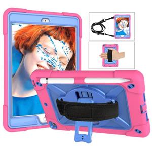 huismerk Contrast kleur siliconen + pc combinatie geval met houder voor iPad mini 3 (rose rood + blauw)