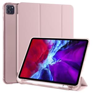 huismerk Voor iPad Pro 11 (2020) / iPad Pro 11(2018) 3-vouwend horizontaal flip pu leder + schokbestendige TPU-behuizing met houder & pensleuf(roze)