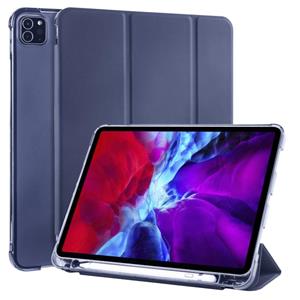 huismerk Voor iPad Pro 11 (2020) / iPad Pro 11(2018) 3-vouwend horizontaal flip pu leder + schokbestendige TPU-behuizing met houder & pensleuf(donkerblauw)