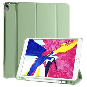 huismerk Voor iPad Pro 10 5 inch / Air 3 10 5 inch 3-vouwend horizontaal flip pu leder + schokbestendige TPU-behuizing met houder & pensleuf (Matcha Green)